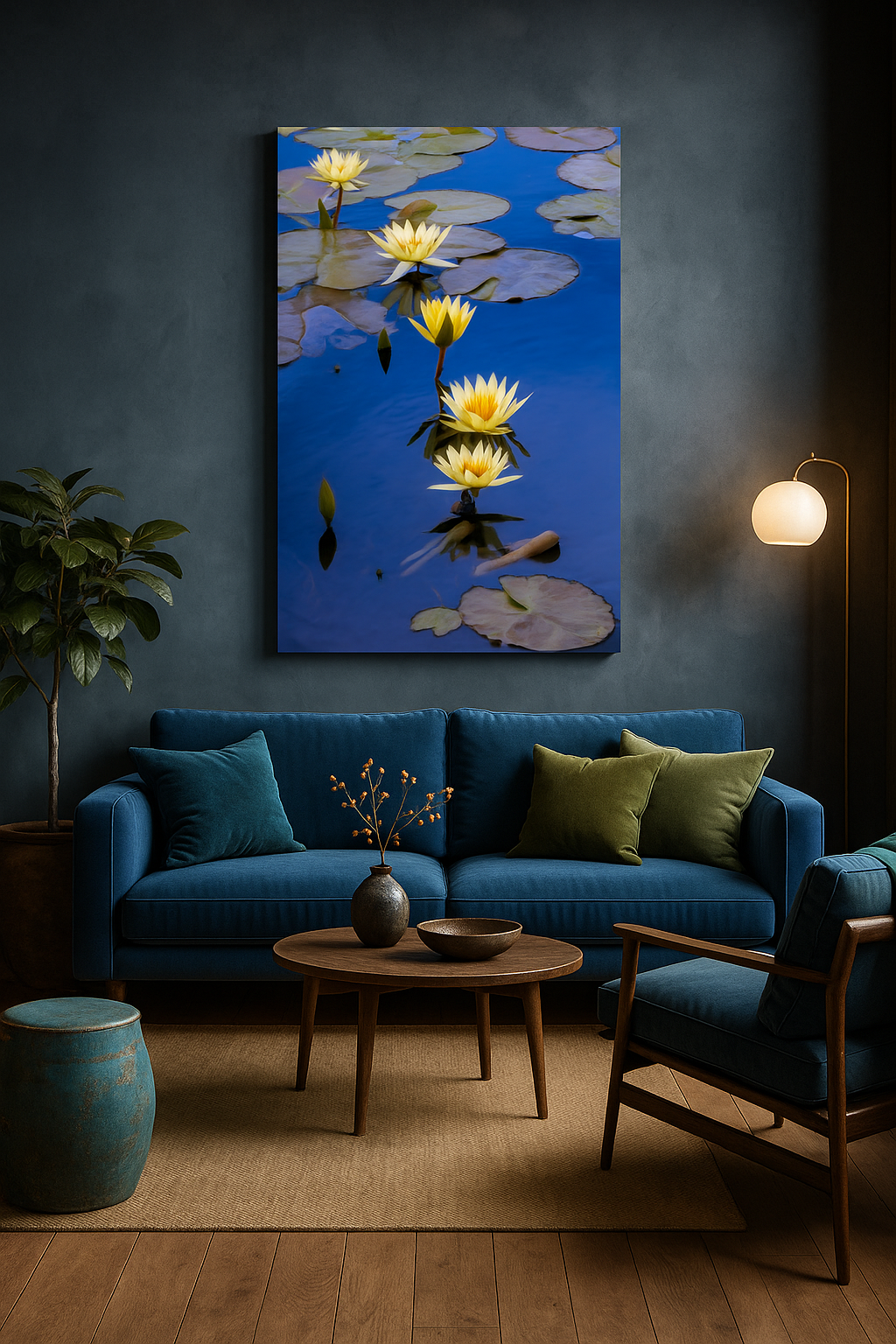 "Yellow Water Lily Pond" - Botanical Art