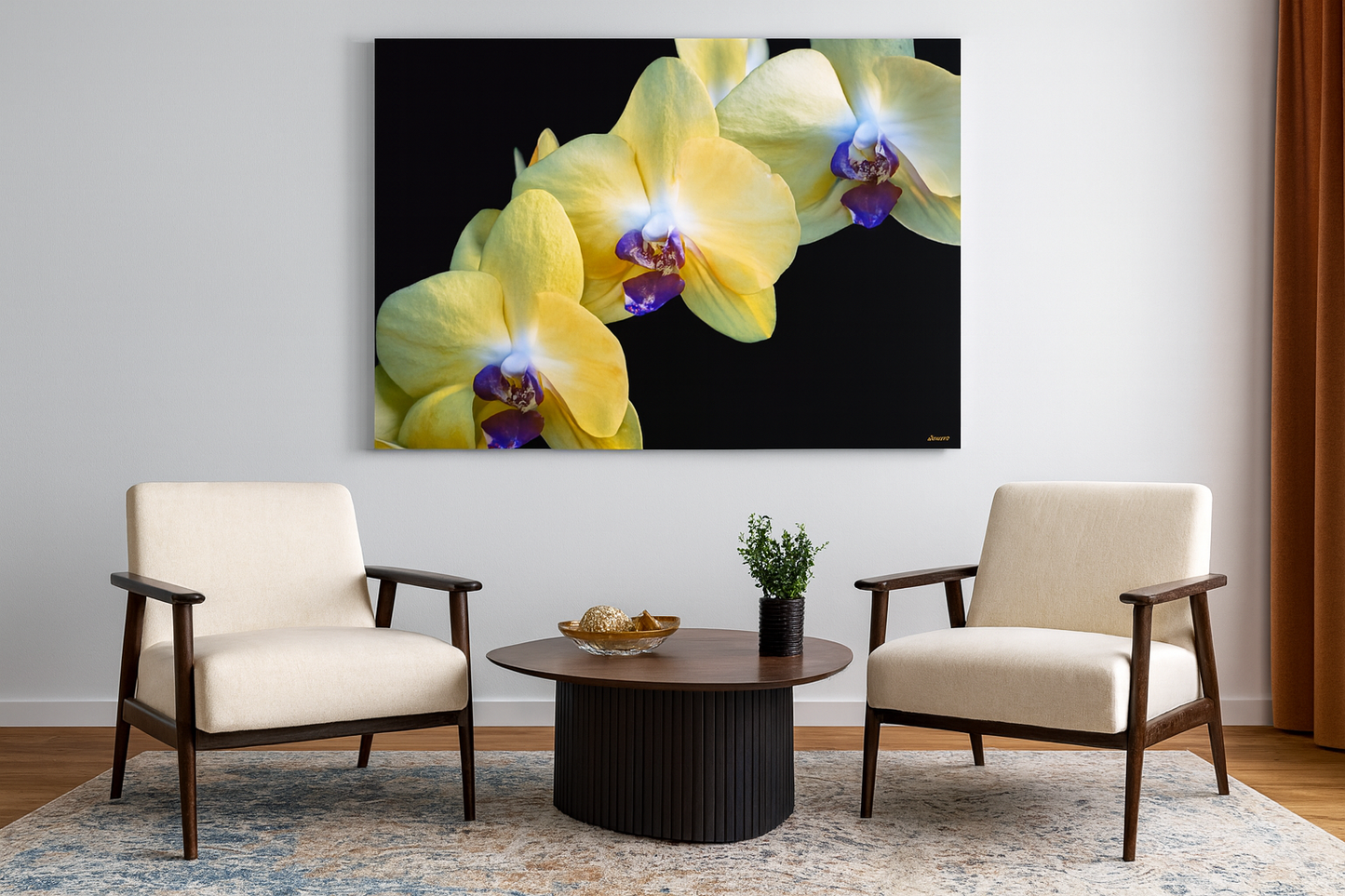 "Yellow and Purple Orchids" - Botanical Art