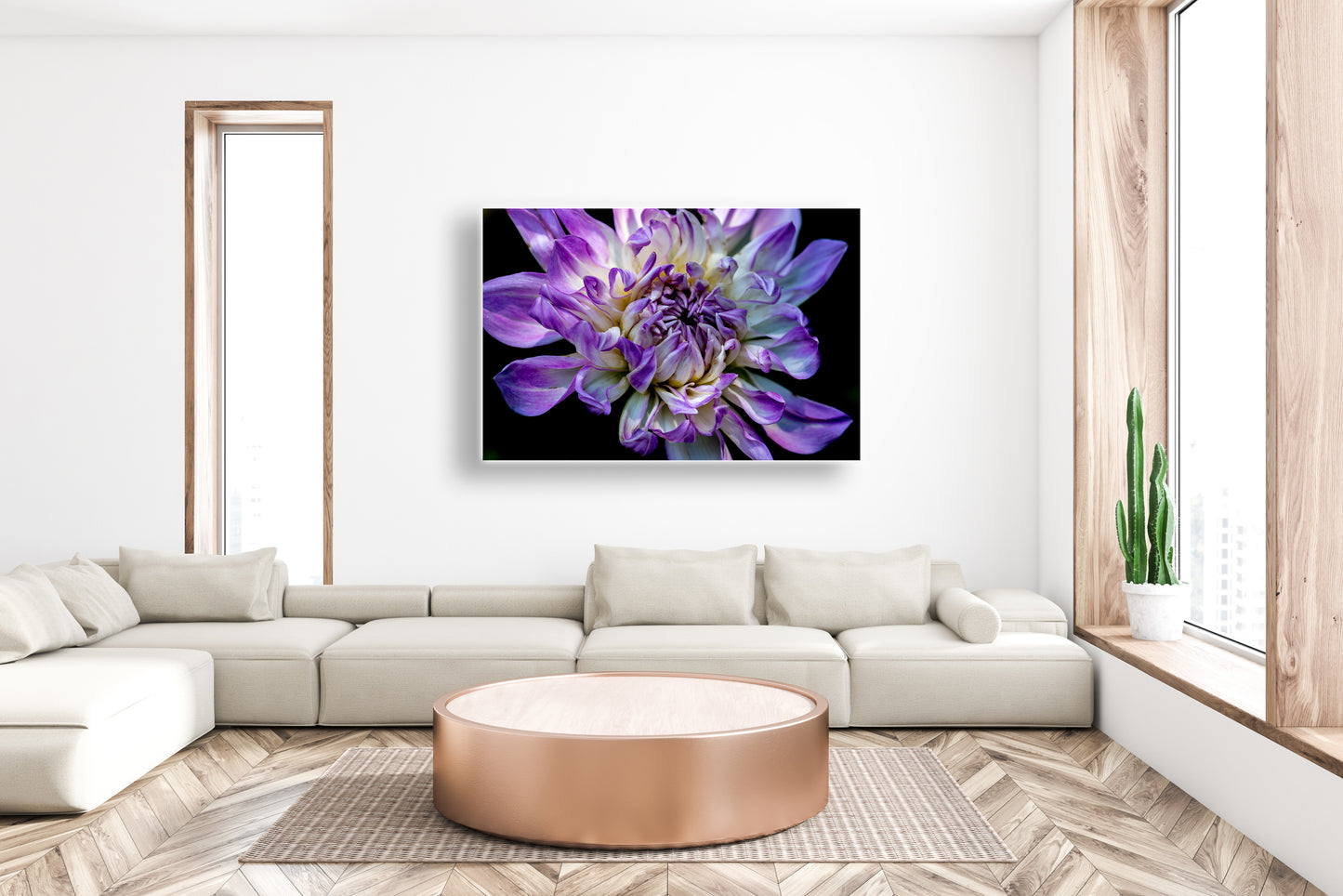 "Rejoice (Purple and White Dahlia)" - Botanical Art